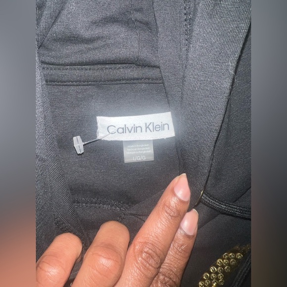 NWT Calvin Klein Black Hoodie Dress with Gold Logo size Large- Flaw - Picture 4 of 8